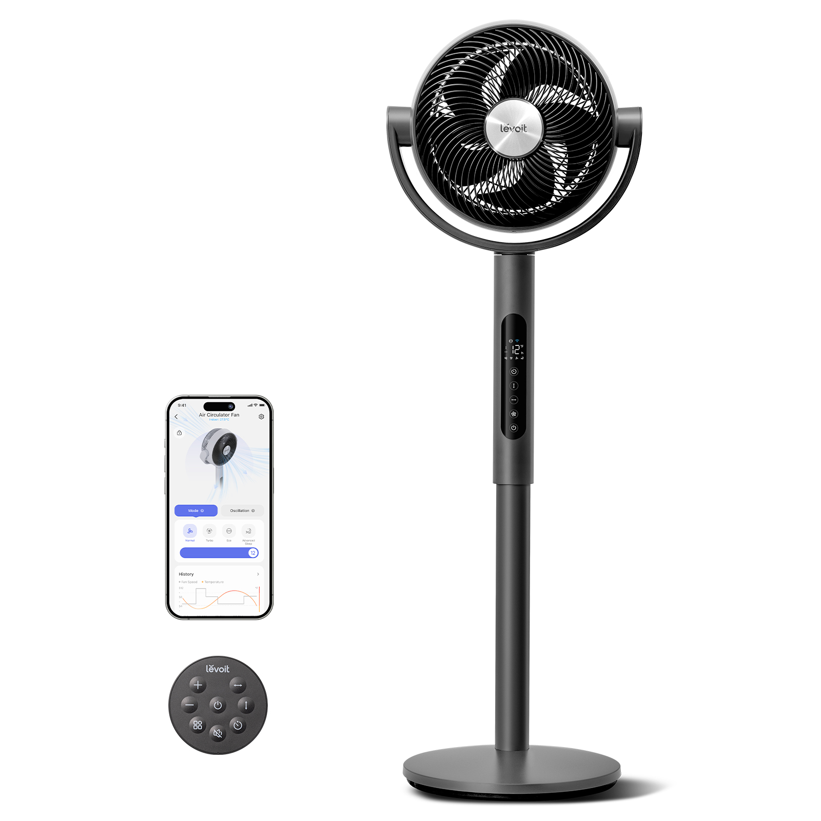 Levoit Smart Pedestal Circulator Fan with LED light